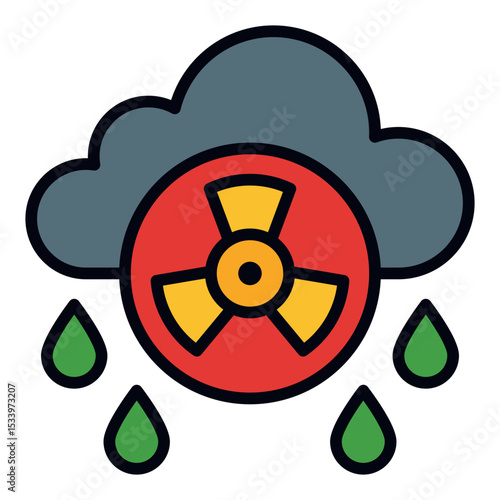 Acid rain icon. Environmental damage. Polluted clouds and acidic rainfall