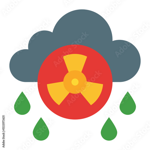 Acid rain icon. Environmental damage. Polluted clouds and acidic rainfall