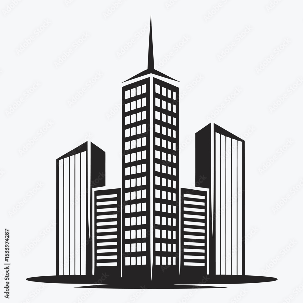 Fototapeta premium Modern Black Building Logo Icon for Real Estate and Construction Business Design 