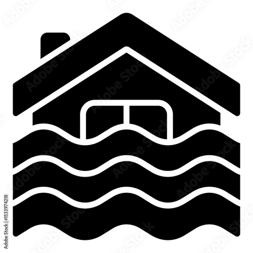 Flood icon. Natural disaster. Water overflow and storm impact