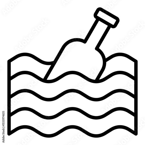 Ocean pollution icon. Marine waste. Plastic sea and water contamination