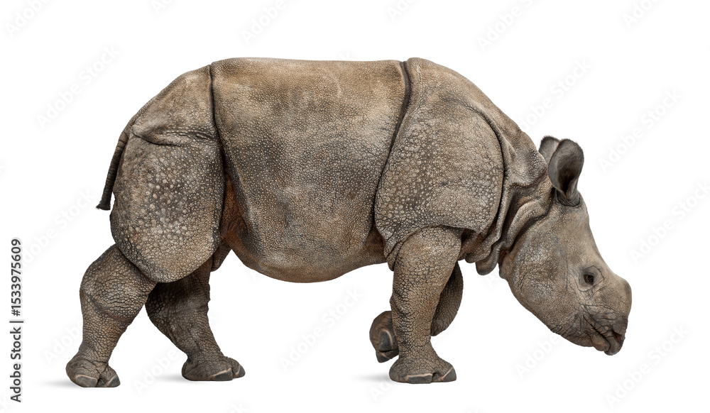 Obraz premium Young Indian one-horned rhinoceros (8 months old)