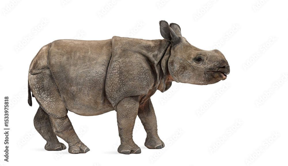 Obraz premium Young Indian one-horned rhinoceros (8 months old)