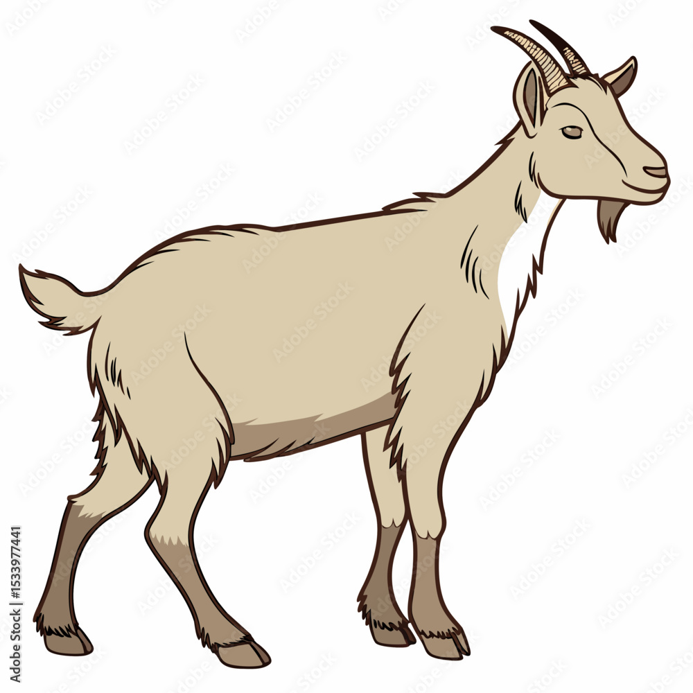 Fototapeta premium Goat Vector Art | Generative AI Linocut Silhouette Design for Stock Use