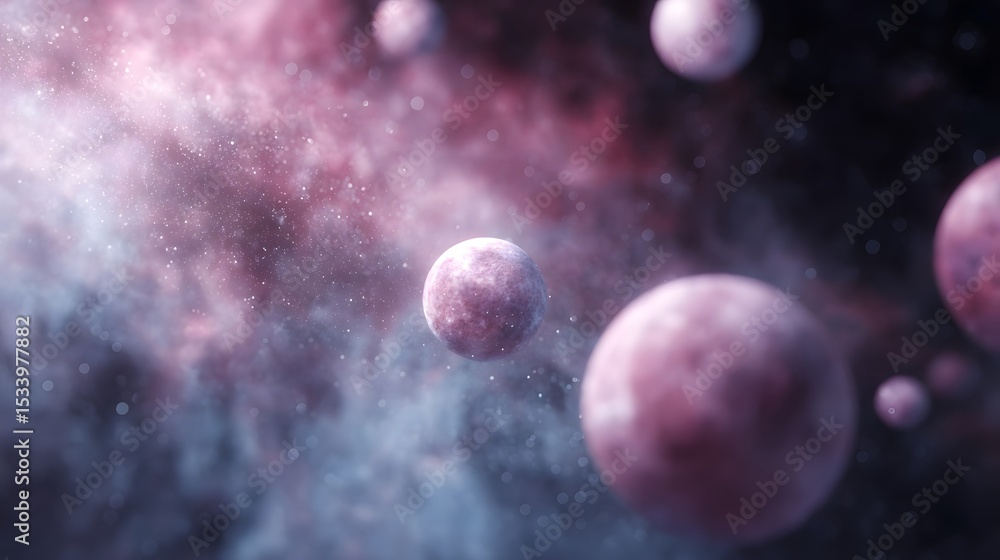 Fototapeta premium A translucent planetary system slowly rotating with soft particle effects