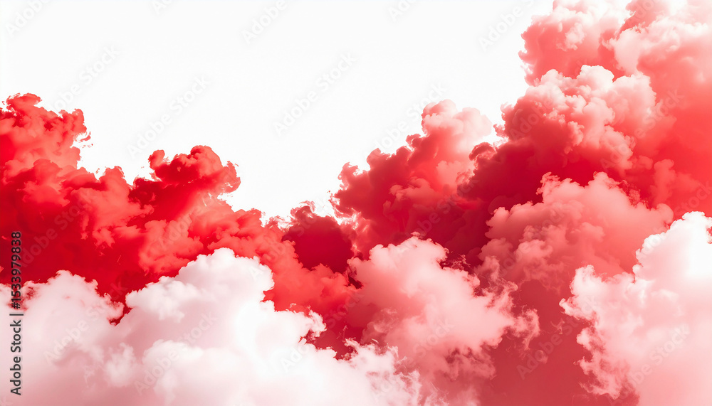 Fototapeta premium Vibrant Red Clouds Across White Sky