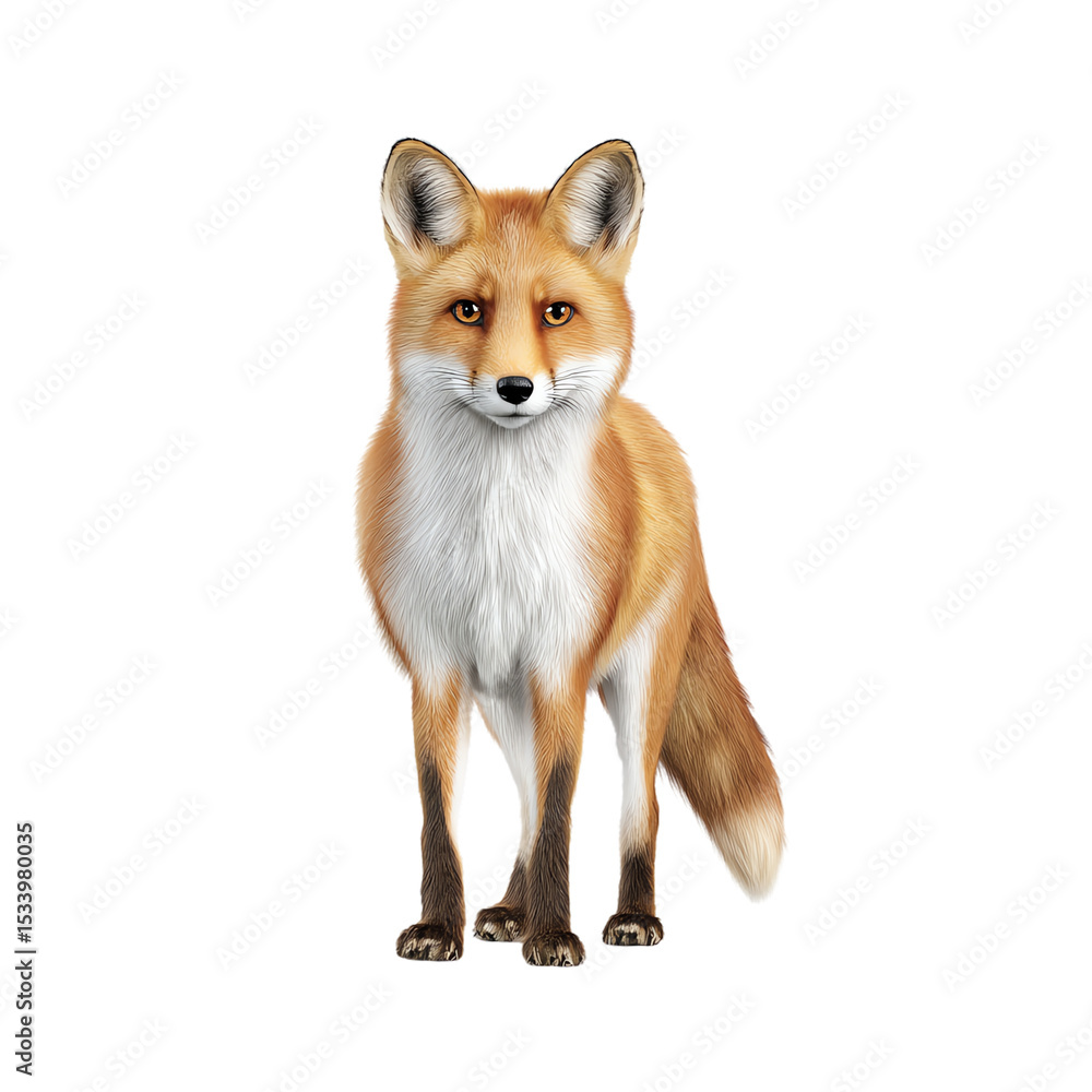 Fototapeta premium Red Fox Standing Alertly Outdoors