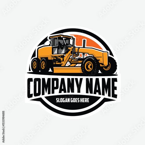 Road construction and maintenance company emblem logo vector isolated