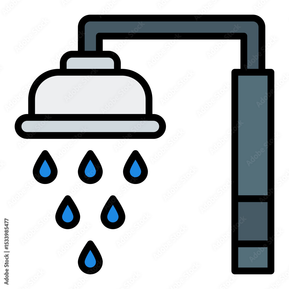 Shower head icon. Bathroom water sprayer. Hygiene and cleaning tool Shower head icon. Bathroom water sprayer. Hygiene and cleaning tool