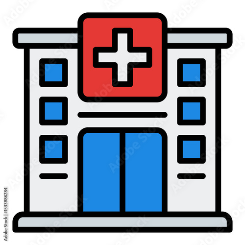 Hospital icon. Medical building. Healthcare and emergency center