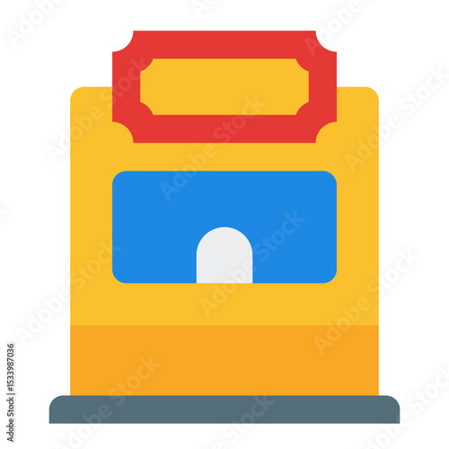 Ticket box icon. Ticketing booth. Entry service and public transport