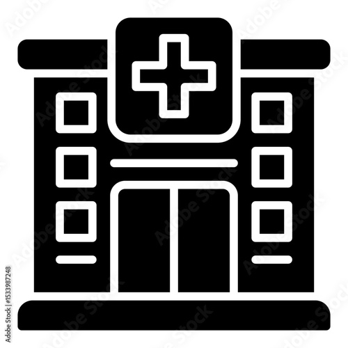 Hospital icon. Medical building. Healthcare and emergency center
