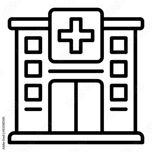 Hospital icon. Medical building. Healthcare and emergency center