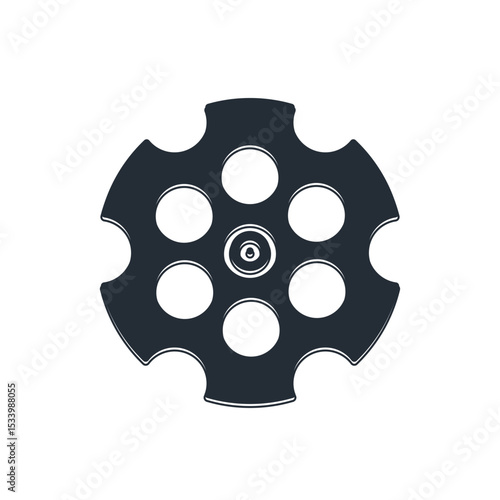Black Revolver cylinder icon isolated on white background. Vector
