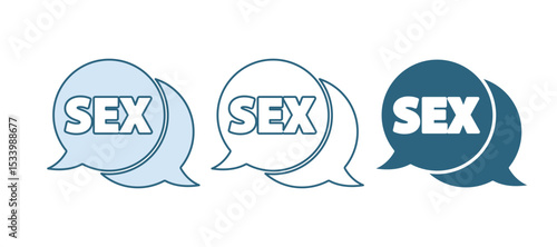 Blue Speech bubble with text Sex icon isolated on white background. Adults content only icon. Vector