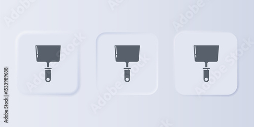 Grey Putty knife icon isolated on grey background. Spatula repair tool. Spackling or paint instruments. Set icons in square buttons. Vector