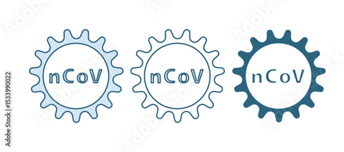 Blue Corona virus 2019-nCoV icon isolated on white background. Bacteria and germs, cell cancer, microbe, fungi. Vector