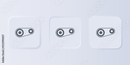 Grey Timing belt kit icon isolated on grey background. Set icons in square buttons. Vector