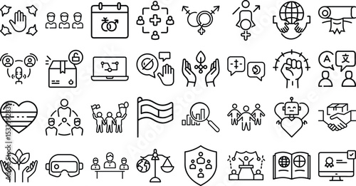 diversity inclusion equality icons set