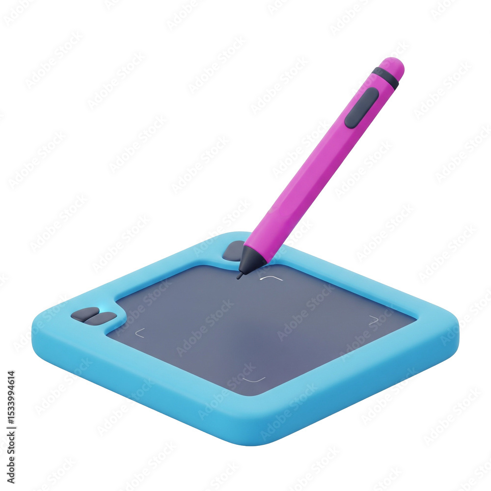 Fototapeta premium 3D cartoon drawing tablet with stylus