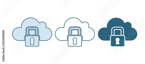 Blue Cloud computing lock icon isolated on white background. Security, safety, protection concept. Protection of personal data. Vector