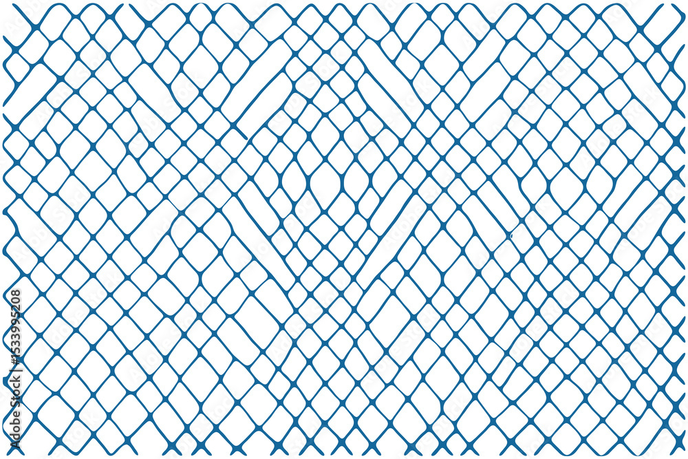 Fototapeta premium Modern fishnet pattern vector illustration in blue and white.