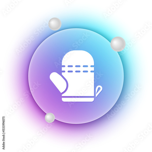 White Oven glove icon isolated on white background. Kitchen potholder sign. Cooking glove. Blue and purple gradient circle background. Vector