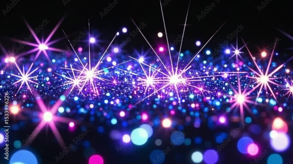 Bright sparkles shimmering and twinkling on a dark background for celebration, festive, and party visual effects video download
