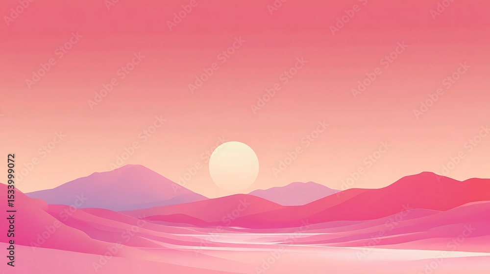 Pastel pink landscape with a soft sunset. Pastel pink landscape with a soft sunset.