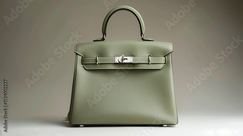 Bucharest, Romania 20 July  2023. Hermes Kelly 32 green handbag. photo made in studiou for editorial content. Hermes bag on white background.original product 