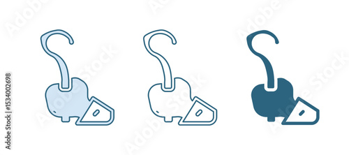 Blue Magic staff icon isolated on white background. Magic wand, scepter, stick, rod. Vector