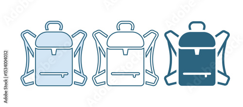 Blue Hiking backpack icon isolated on white background. Camping and mountain exploring backpack. Vector