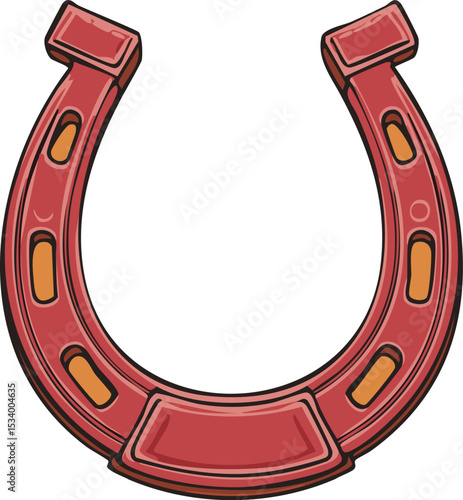 Horseshoe Lucky Charm Art - Red Rustic Good Fortune St. Patrick's Day Symbol

