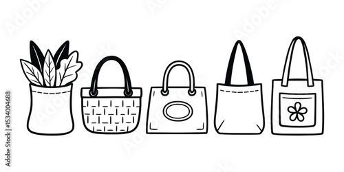 Eco tote bag vector collection for sustainable lifestyle design.
