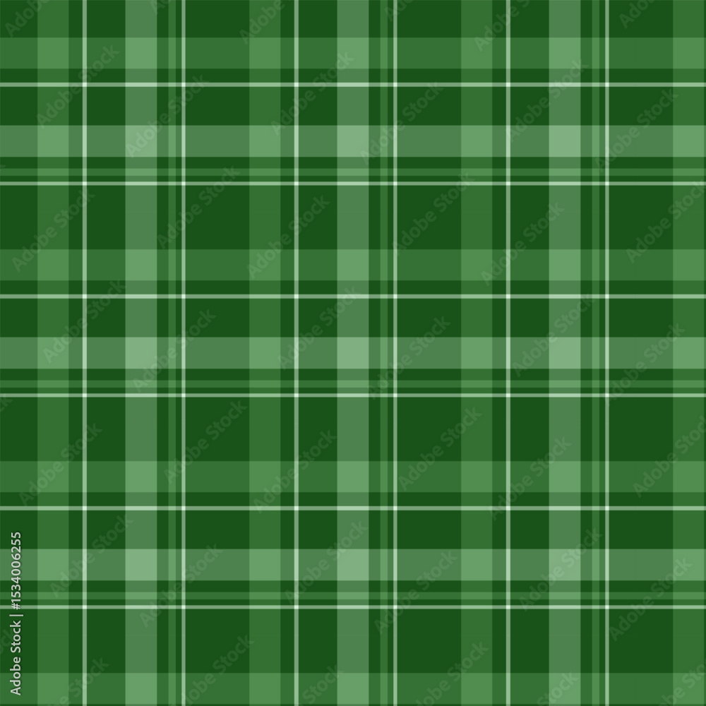 Fototapeta premium Seamless plaid pattern in green.Ornament festive Christmas tartan checkered gingham repeat pattern.Vector graphic texture for fabric and prints.