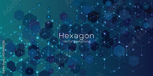 Technology background with hexagons. Molecular structure and chemical compounds.