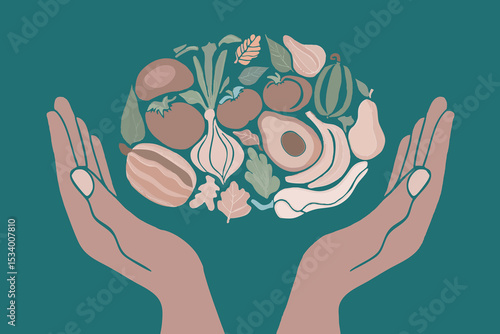 Hands Presenting a Colorful Array of Healthy Fruits and Vegetables