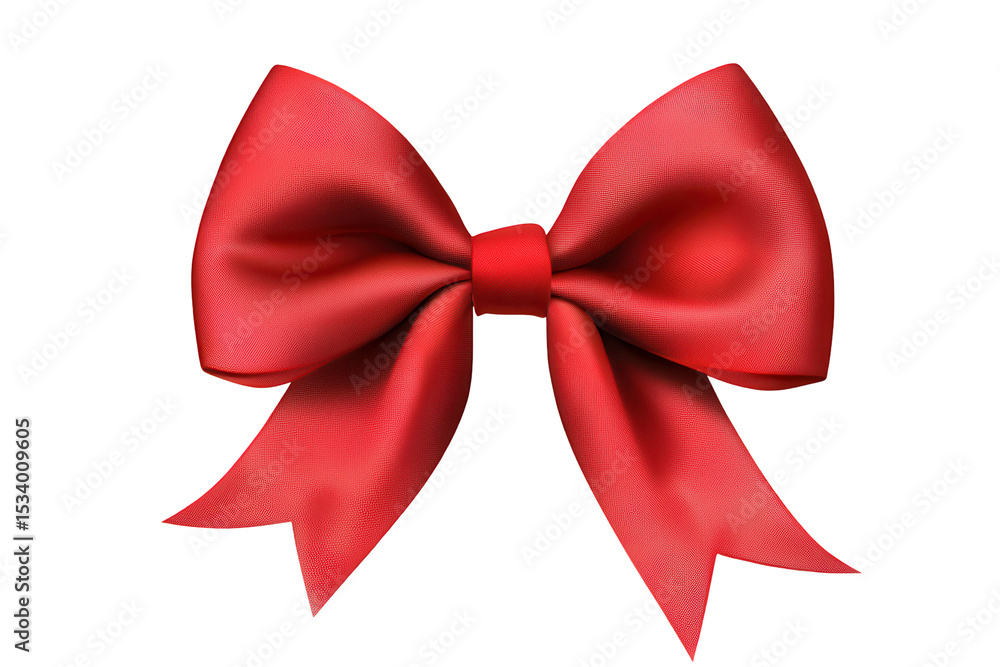 Fototapeta premium Colorful red ribbon bow design isolated on a transparent background suitable for festive decorations and creative projects