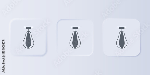Grey Punching bag icon isolated on grey background. Set icons in square buttons. Vector