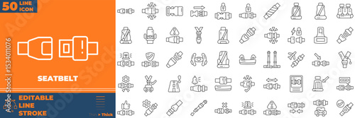 Seatbealt Line Editable Icons set. Vector illustration in modern thin line style of seatbelt icons: belt, drive, safe, etc