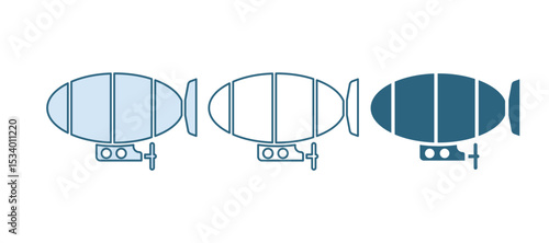 Blue Airship icon isolated on white background. Vector