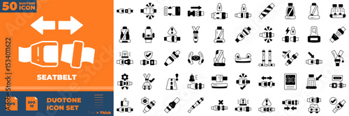 Seatbealt Duotone Editable Icons set. Vector illustration in modern thin duotone style of seatbelt icons: belt, drive, safe, etc