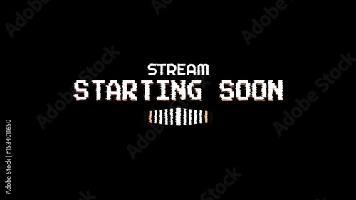 Stream starting soon animation wiggle and glitch effect on tranparan background