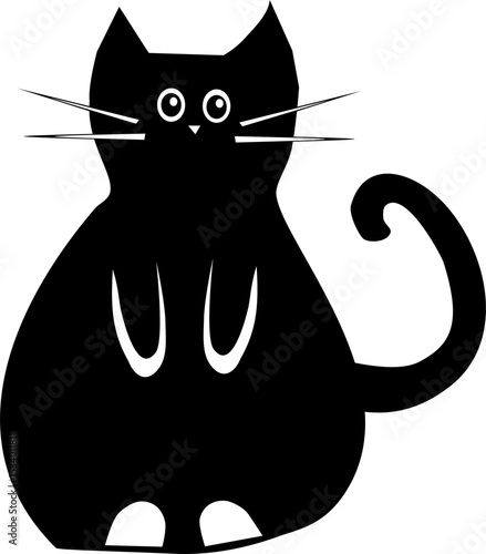 Czarnobiały kot – ilustracja wektorowa