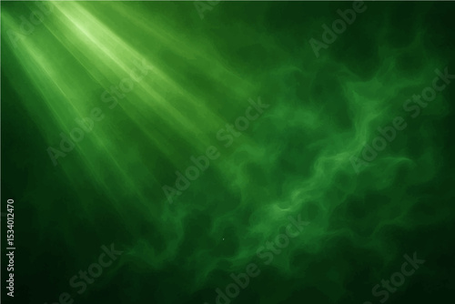 Abstract dark green with light rays and a hint of smoke texture.