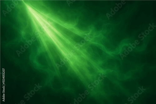 Abstract dark green with light rays and a hint of smoke texture.