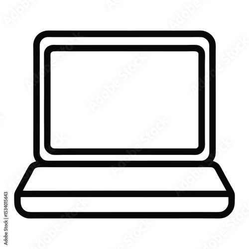 Modern Laptop Outline Symbol – Editable Vector Illustration