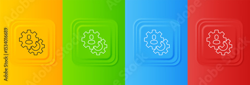 White Head hunting icon isolated on colorful background. Business target or Employment sign. Human resource and recruitment for business. Set icons in square buttons. Vector