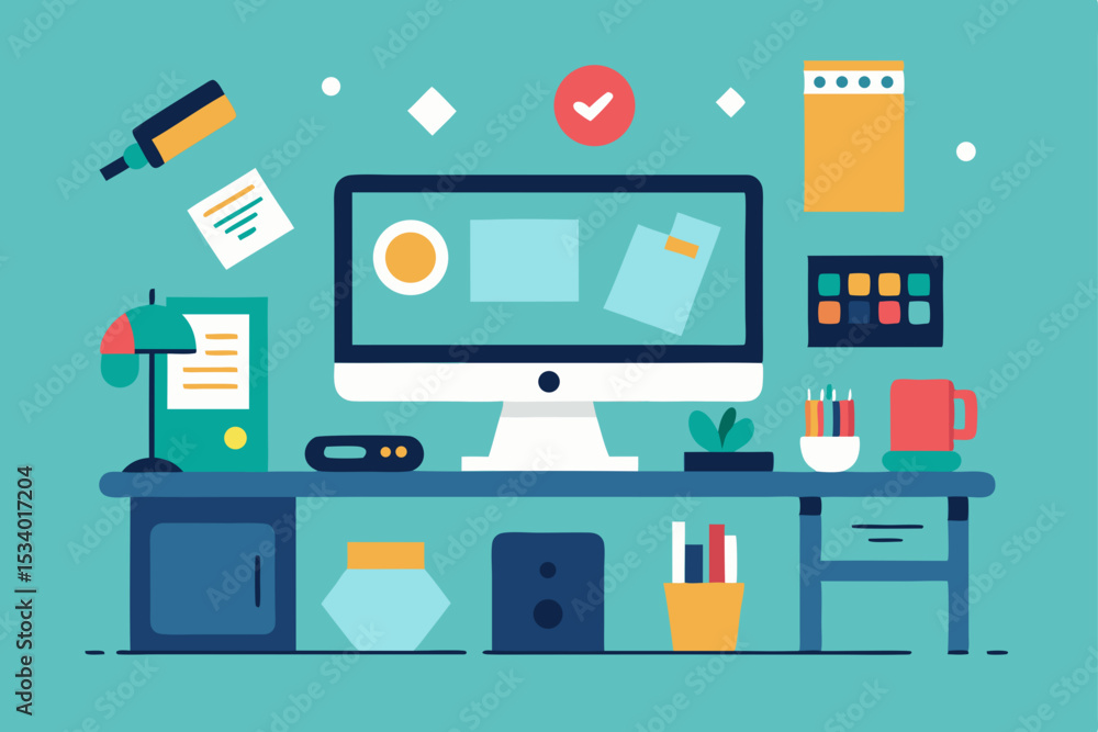 Organized Workspace Boosting Productivity with Efficient Desk Setup and Design Organized Workspace Boosting Productivity with Efficient Desk Setup and Design