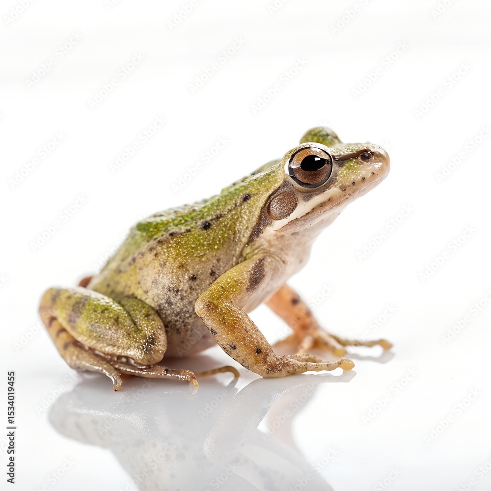 Fototapeta premium Pygmy Frog – Tiny Delicate Amphibian Isolated on Pure White Background